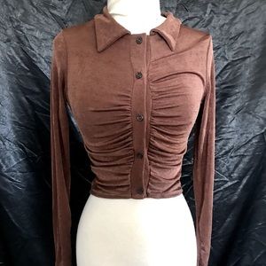 Women’s size 4 button up fitted Brown  top
